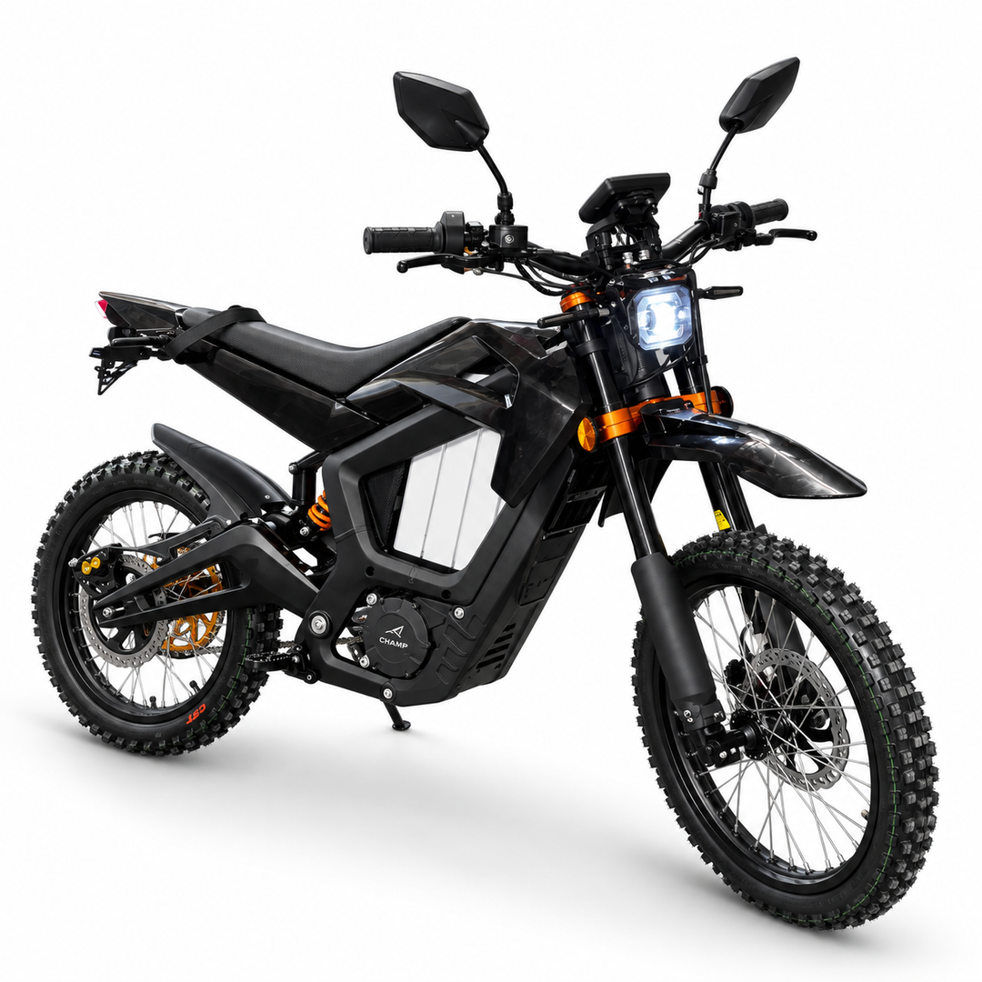 2026 KICKIN Champ Pro - 13000w 72v Electric Dirt Bike with Headlight and Street Legal Kit