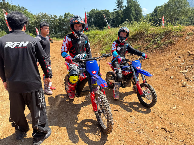 KICKIN customer with a dirt bike