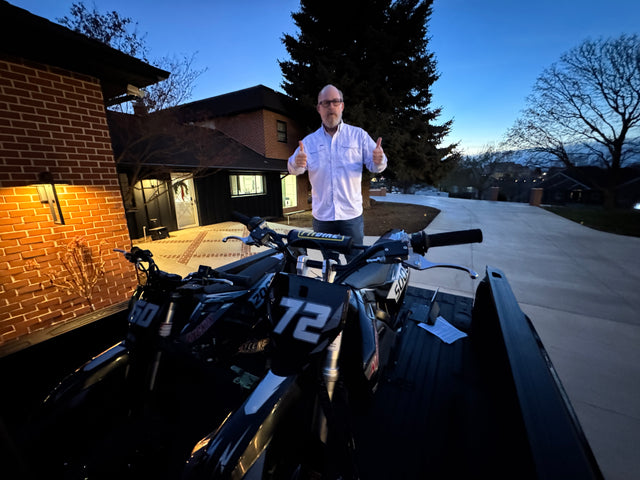 KICKIN customer with a dirt bike
