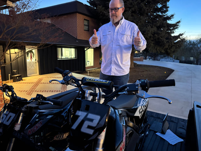 KICKIN customer with a dirt bike