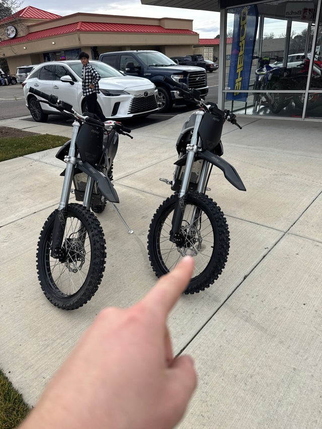 KICKIN customer with a dirt bike